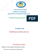 Manufacturing Engineering II Lecture One