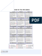 Calendar For Year 2023 (Qatar) : January February March