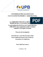 Presentado Por: Laura Micaela Ugarte Yaffar Como Requisito Parcial para Optar Al Título De: Licenciatura en Arquitectura