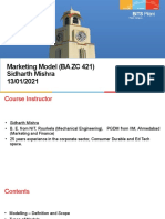 Marketing Model (BA ZC 421) Sidharth Mishra 13/01/2021: BITS Pilani BITS Pilani