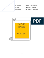 Travaux Diriges: Analyse I