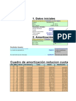 Cuadro de Amortización Reducion Cuota: 1. Datos Iniciales