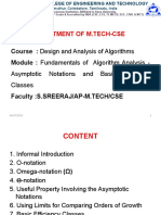 Department of M.Tech-Cse: Course: Design and Analysis of Algorithms Module: Fundamentals of Algorithm Analysis