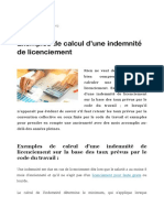 Exemples de Calcul D'une Indemnité de Licenciement - Indemnité