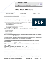 Concours Miss Sciences: Epreuve de SVT Classe de 2 Durée: 1h30