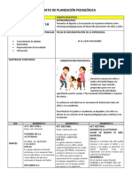 Formato de Planeación Pedagógica: Act. Rectora