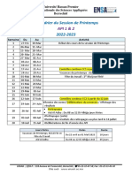 Calendrier Du Session de Printemps 2022-2023: Université Hassan Premier Ecole Nationale Des Sciences Appliquées Berrechid