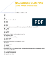 Sample Paper National Science Olympiad