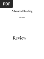 Advanced Reading: First Session