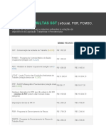 Tabela de Multas SST Esocial PGR Pcmso Ltcat Aso e Outros Documentos Sistemaeso