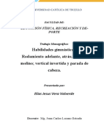 Trabajo Monográfico Habilidades Gimnásticas, Rodamiento Adelante, Atrás, Aspa de Molino, Vertical Invertida y Parada de Cabeza.