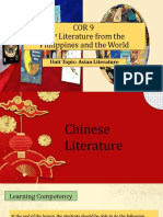 Cor 9 21 Literature From The Philippines and The World: Unit Topic: Asian Literature