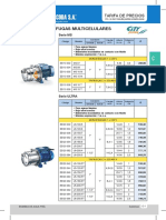 Bombas Centrífugas Multicelulares: Tarifa de Precios