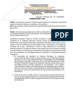 Comunicado. 004.: Institución Educativa Escuela Normal Superior Del Bajo Cauca - Municipio de Caucasia