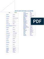 Lista de Todos Los Países de Europa y Sus Capitales