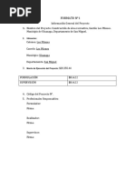 Formato N°1: 1. Nombre Del Proyecto: Construcción de Área Recreativa, Cantón Los Pilones