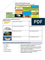 Ficha de Evaluación de Ciencia: 1. ¿Dónde Viven y Que Adaptaciones Tienen? Indaga y Responde