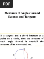 Measures of Angles Formed Secants and Tangents