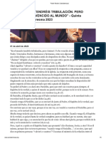 CUARESMA 2023 5 31mar23 5a. Predicación EN EL MUNDO TENDRÉIS TRIBULACIÓN. PERO YO HE VENCIDO AL MUNDO - Raniero Cantalamessa