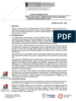 Alerta Epidemiológica Epizootia de Influenza Aviar, Tipo A, Subtipo H5 en Aves Silvestres Y Aves de Traspatio en El Pais