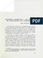 Gramática Generativa - Um Projecto de Investigação em Lingüística ( )