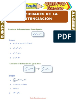 Propiedades de La Potenciación para Quinto Grado de Primaria