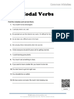 Modal Verbs: Find The Mistakes and Correct Them