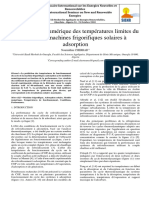 Modélisation Numérique Des Températures Limites Du Cycle Des Machines Frigorifiques Solaires À Adsorption