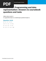 Chapter 14: Programming and Data Representation: Answers To Coursebook Questions and Tasks