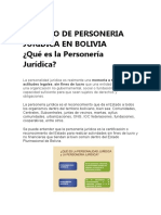 Proceso de Personeria Juridica en Bolivia ¿Qué Es La Personería Jurídica?