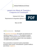 Química Dos Metais de Transição e Compostos de Coordenação Imprimir