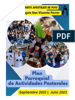 PLAN PARROQUIAL DE ACTIVIDADES PASTORALES Septiembre 2022 - Julio 2023