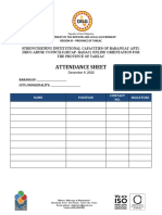 ATTENDANCE SHEETS For SICAP BADAC