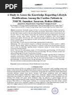 A Study To Assess The Knowledge Regarding Lifestyle Modifications Among The Cardiac Patients in NMCH, Jamuhar, Sasaram, Rohtas (Bihar)