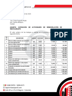 Cotización de Actividades de Remodelación de Restaurante