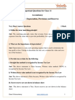 Important Questions For Class 11 Accountancy Chapter 7 - Depreciation, Provisions and Reserves