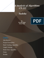 Design and Analysis of Algorithms CS 255 Sudoku: By: Priyank Shah Parin Shah