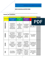 I. Rubrica de Evaluación para PODCAST Tema: " " Evaluador: - . Nombre Del Estudiante