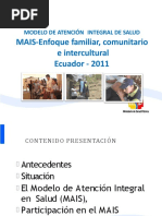 MAIS-Enfoque Familiar, Comunitario e Intercultural Ecuador - 2011