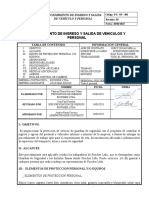 Procedimiento de Ingreso Y Salida de Vehiculos Y Personal: Tabla de Contenido Información General