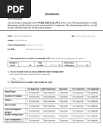 Work Life Balance Questionnaire