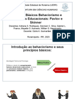 Princípios Básicos Behaviorismo e Implicações Educacionais - Pavlov e Skinner