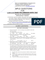 Sample Questions: Computer Based Pre-Admission Entry Test