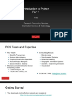 Introduction To Python: Research Computing Services Information Services & Technology