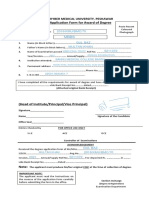 Application Form For Award of Degree: Khyber Medical University, Peshawar