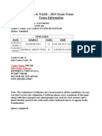 NDA & NA (II) - 2011 Exam Venue Venue Information: Time Table Date Subject Code Time