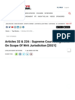 Articles 32 & 226: Supreme Court Judgments On Scope of Writ Jurisdiction (2021)