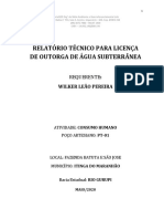 Relatório Técnico para Licença de Outorga de Água Subterrânea