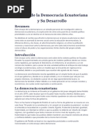 Ensayo de La Democracia Ecuatoriana y Su Desarrollo