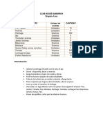 Ingredientes Cantidad: Unidad de Medida